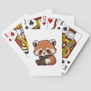 Baralho Ilustração de panda-vermelho de desenho animado