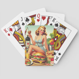Baralho Ilustração de Pin-up da Comida Vintage