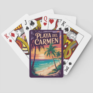 Baralho Ilustração de Playa del Carmen Arte de Viagem Vint