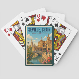 Baralho Ilustração de Sevilha Espanha Arte de Viagem Vinta