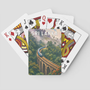 Baralho Ilustração de Trem do Sri Lanka Arte de Viagem Vin