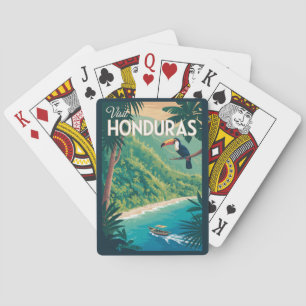 Baralho Ilustração de Tucano de Honduras Viagem Arte Vinta