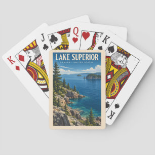 Baralho Ilustração de Viagem da Arte Vintage do Lago Super