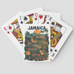 Baralho Ilustração de viagem da Jamaica em estilo retrô