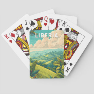 Baralho Ilustração de viagem da Libéria Arte Vintage
