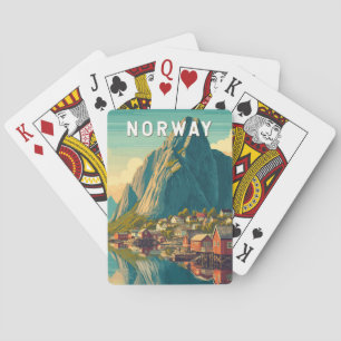 Baralho Ilustração de viagem da Noruega Arte Vintage