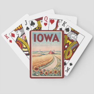 Baralho Ilustração de Viagem da Zona Rural de Iowa Arte Vi
