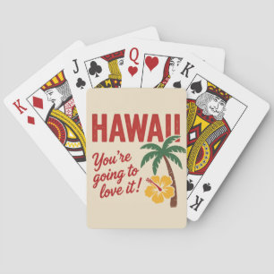Baralho Ilustração de Viagem das Ilhas Havaianas Vintage R