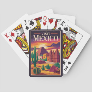 Baralho Ilustração de Viagem de Arte Vintage Cultura Méxic