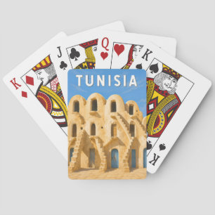 Baralho Ilustração de Viagem de Arte Vintage da Tunísia