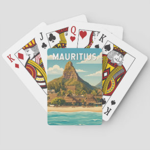 Baralho Ilustração de viagem de arte vintage de Maurício