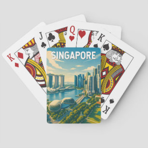 Baralho Ilustração de Viagem de Arte Vintage de Singapura