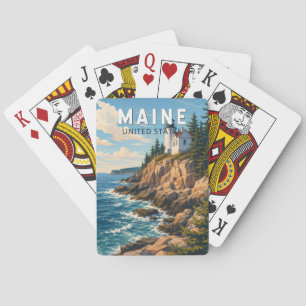 Baralho Ilustração de viagem de arte vintage do Maine
