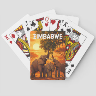 Baralho Ilustração de viagem de arte vintage do Zimbábue