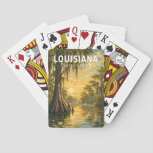 Baralho Ilustração de Viagem de Arte Vintage Louisiana