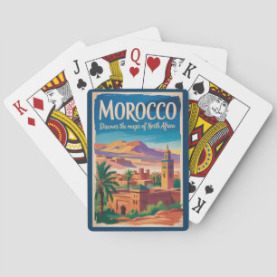 Baralho Ilustração de Viagem de Arte Vintage Marrocos