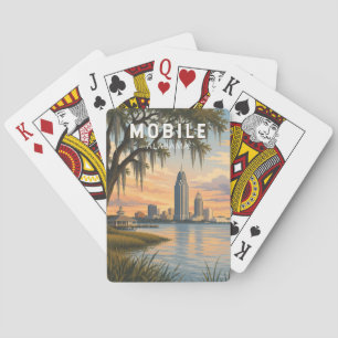 Baralho Ilustração de Viagem de Arte Vintage Mobile Alabam