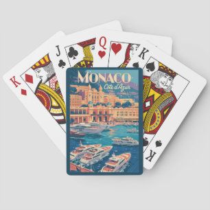 Baralho Ilustração de Viagem de Arte Vintage Mônaco Côte d