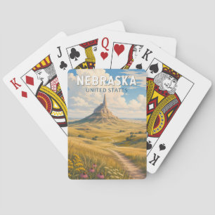 Baralho Ilustração de Viagem de Arte Vintage Nebraska