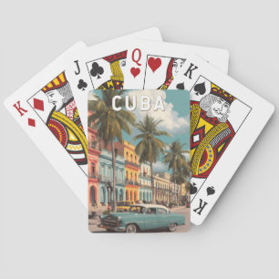 Baralho Ilustração de Viagem de Cuba Arte Vintage