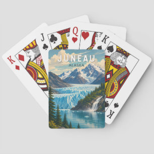Baralho Ilustração de Viagem de Juneau Alasca Vintage