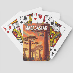 Baralho Ilustração de Viagem de Madagascar Arte Vintage