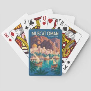 Baralho Ilustração de viagem de Muscat Oman Vintage Arte