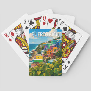 Baralho Ilustração de Viagem de Porto Rico Arte Vintage