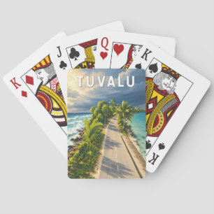 Baralho Ilustração de Viagem de Tuvalu Arte Vintage