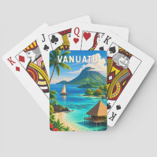 Baralho Ilustração de Viagem de Vanuatu Arte Vintage