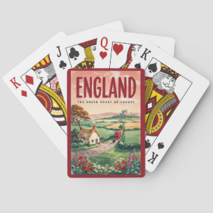 Baralho Ilustração de viagem do campo inglês Arte retrô