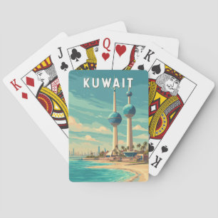 Baralho Ilustração de viagem do Kuwait Arte Vintage