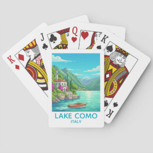 Baralho Ilustração de Viagem do Lago Como Itália Vintage