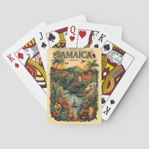Baralho Ilustração de Viagem Jamaica Estilo Vintage