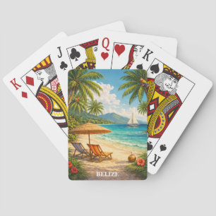 Baralho Ilustração de viagem tropical caribenha em Belize