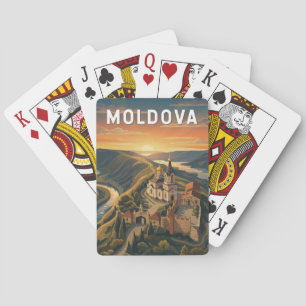 Baralho Ilustração de viagem vintage da Moldávia