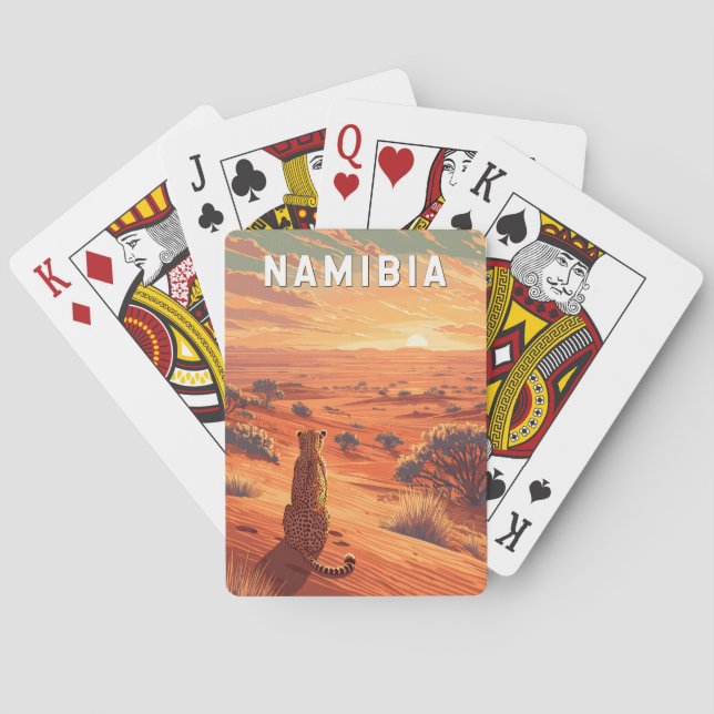 Baralho Ilustração de viagem vintage da Namíbia (Verso)