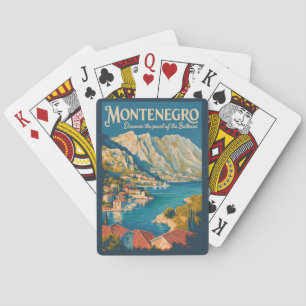 Baralho Ilustração de viagem vintage dos Balcãs de Montene