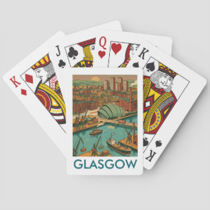 Baralho Ilustração de Viagem Vintage Glasgow Escócia