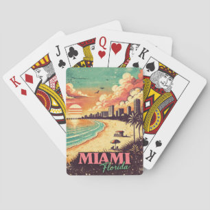 Baralho Ilustração de Viagem Vintage Miami Flórida