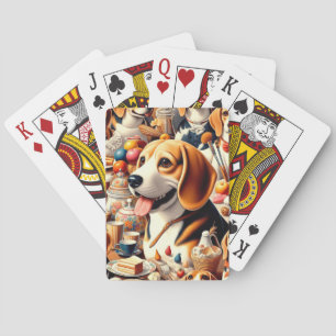 Baralho Ilustração do Beagle do Cute Retroativo