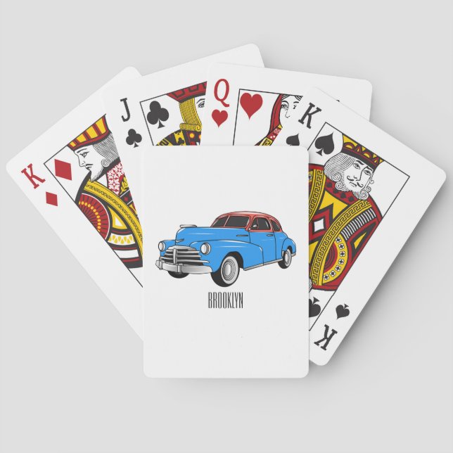 Baralho Ilustração do desenho animado Classic car 1948 (Verso)