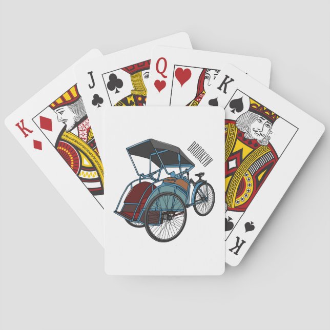 Baralho Ilustração do desenho do rickshaw Ciclo (Verso)