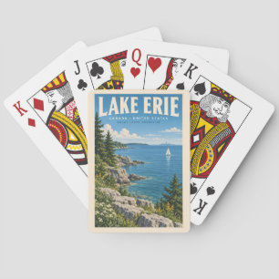 Baralho Ilustração do Lago Erie Viagem Arte Vintage