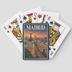 Baralho Ilustração do Pôr do Sol em Madrid Espanha Arte de