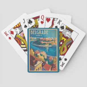 Baralho Ilustração do Rio Belgrado Sérvia Arte de Viagem