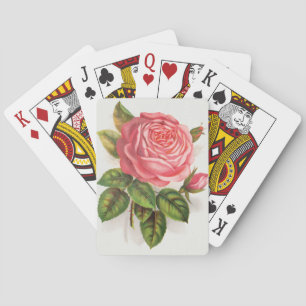 Baralho Ilustração Floral Rosa Antiga Cottagecore