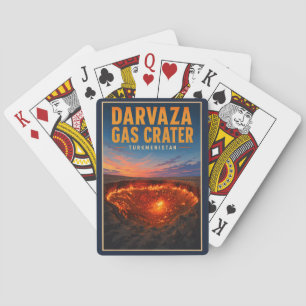 Baralho Ilustração Retro da Cratera de Gás de Darvaza Turc