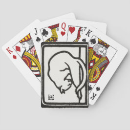 Baralho Ilustração Simples de Linha de Gato de Vintagem Pe