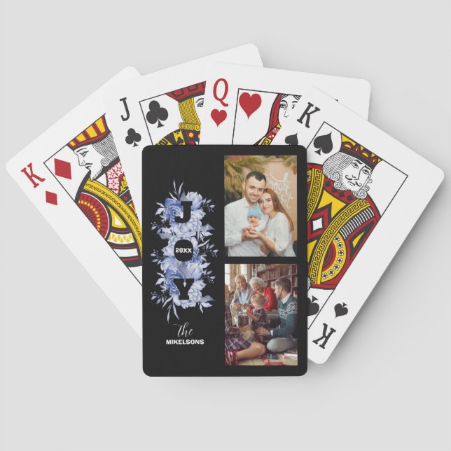 Baralho Imagem de Natal de Alegria Branca e Preta Elegante (Verso)